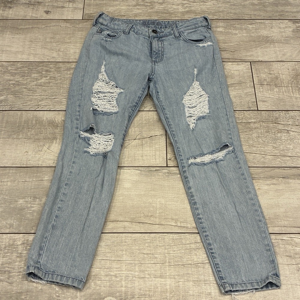 DL1961 Nolita Slouchy‎ Slim Stretch Ankle Blue Jeans Destroyed Womens 28 Grunge